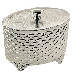 Picture of Silver Plated Esrog Box with Knob Handle Pillow Design Silver